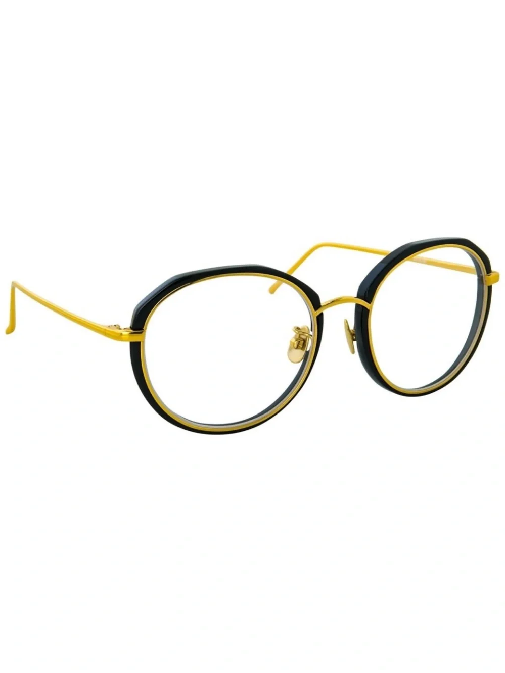 Linda Farrow LFL630 C2 Tortoiseshell Angular Round 22K Gold Glasses
